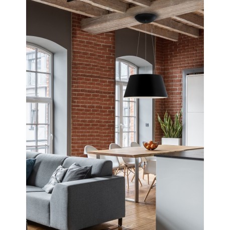 Sandy Black Metal White Diffuser Inside LED 33 Watt 230 Volt 1680Lm 3000K IP20 D: 45 H1: 22 H2: 120 cm Adjustable Height - PNL90