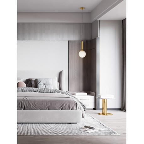 Brass Gold Metal Opal Glass LED E27 1x12 Watt 230 Volt IP20 Bulb Excluded D: 15 H: 185 cm Adjustable height - PNL9080124 - NOVA