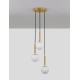 Brass Gold Metal Opal Glass LED E27 3x12 Watt 230 Volt IP20 Bulb Excluded D: 35 H: 155 cm Adjustable height - PNL9080127 - NOVA