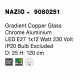 Gradient Copper Glass Chrome Aluminium LED E27 1x12 Watt 230 Volt IP20 Bulb Excluded D: 25 H1: 26.5 H2: 120 cm Adjustable heigh