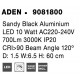 Sandy Black Aluminium LED 10 Watt 220-240 Volt 700Lm 3000K IP20 L: 1.5 W: 6.5 H: 60 cm - PNL9081800 - NOVALUCE