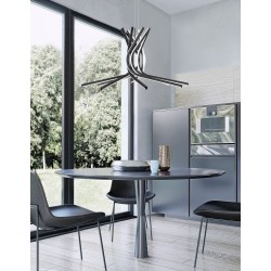 Triac Dimmable Sandy Black Aluminium & Acrylic LED 60 Watt 230 Volt 1847Lm 3000K IP20 D: 80 H: 150 cm Adjustable Height - PNL910