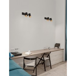 Sandy Black & Gold Aluminium LED GU10 2x10 Watt 220-240 Volt IP20 Bulb Excluded L: 35 W: 6 H: 14 cm Rotating & Adjustable - PN