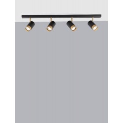 Sandy Black & Gold Aluminium LED GU10 4x10 Watt 220-240 Volt IP20 Bulb Excluded L: 80 W: 6 H: 14 cm Rotating & Adjustable - PNL9