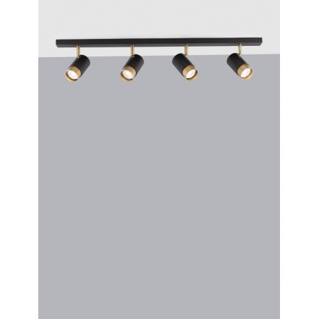 Sandy Black & Gold Aluminium LED GU10 4x10 Watt 220-240 Volt IP20 Bulb Excluded L: 80 W: 6 H: 14 cm Rotating & Adjustable - PNL9