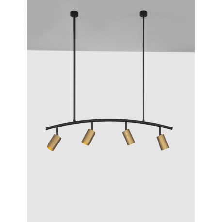 Black & Gold Aluminium LED GU10 4x10 Watt 230 Volt IP20 Bulb Excluded L: 96.5 H: 90 cm - PNL9111457 - NOVALUCE