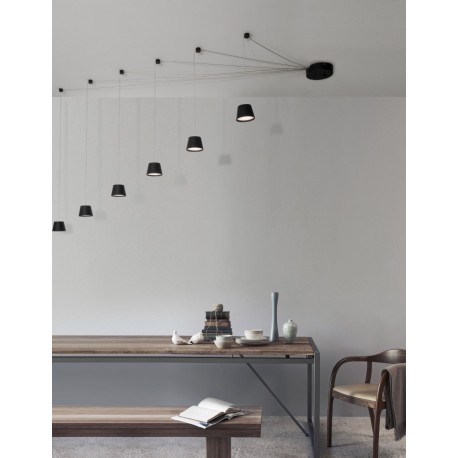 Sandy Black Aluminium & Acrylic Adjustable Switch On/Off LED 36 Watt 230 Volt 2180Lm 3000K IP20 AMADEO D 1: 15 D 2: 9 H: 400 cm 