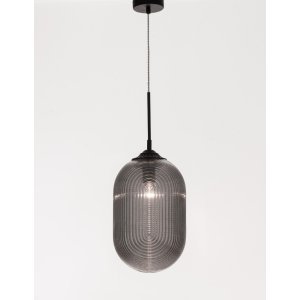 Smoky Gray Glass Matt Black Metal LED E27 1x12 Watt 230 Volt IP20 Bulb Excluded D: 22.5 H1: 55.4 H2: 120 cm Adjustable height -