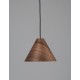 Dark Walnut Wood Color Dark Brown Fabric Cable Solid Wood Canopy LED E27 1x12 Watt 230 Volt IP20 Bulb Excluded D: 25 H1: 17 H2