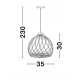 Natural Wood Brown Fabric Cable LED E27 1x12 Watt 230 Volt IP20 Bulb Excluded D: 35 H1: 30 H2: 230 cm Adjustable height UPSIDE D