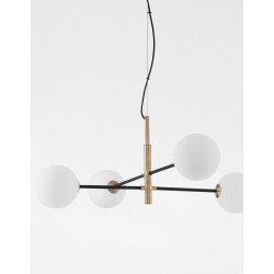 Satin Gold & Black Metal White Opal Glass LED G9 4x5 Watt 220 Volt IP20 Bulb Excluded L:103 W: 85 H1: 30 H2: 130 cm Adjustable h