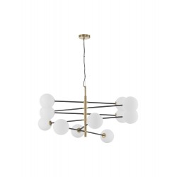 Satin Gold & Black Metal White Opal Glass LED G9 12x5 Watt 220 Volt IP20 Bulb Excluded L: 150 H: 200 cm Adjustable height - PNL9