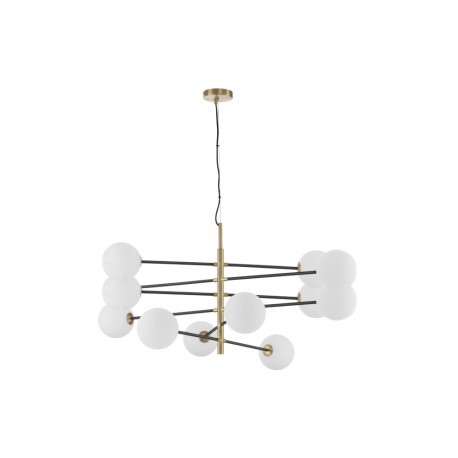 Satin Gold & Black Metal White Opal Glass LED G9 12x5 Watt 220 Volt IP20 Bulb Excluded L: 150 H: 200 cm Adjustable height - PNL9