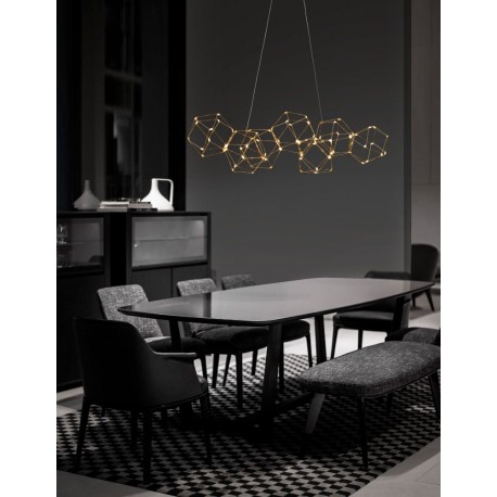 Gold Copper LED 34 Watt 230 Volt 2711Lm 3000K IP20 Led Chip: 84 Pcs L: 108 W: 32 H: 120 cm Adjustable Height - PNL9186807 - NOVA