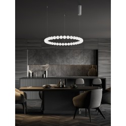 Triac Dimmable Chrome Metal & Opal Glass LED 72 Watt 230 Volt 6492Lm 3000K IP20 Included Remote Control D: 80 H: 200 cm Adjust