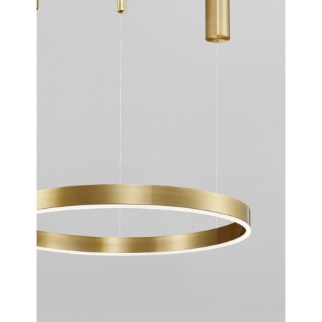 3000K Triac Dimmable Brass Gold Aluminium & Acrylic LED 40 Watt 2943Lm 230 Volt IP20 D: 60 H: 200 cm Adjustable Height - PNL91
