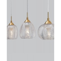 Clear Glass & Satin Gold Metal LED E27 3x12 Watt 230 Volt IP20 Bulb Excluded L: 76 W: 18 H: 120 cm Adjustable Height - PNL9191