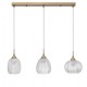 Clear Glass & Satin Gold Metal LED E27 3x12 Watt 230 Volt IP20 Bulb Excluded L: 76 W: 18 H: 120 cm Adjustable Height - PNL9191
