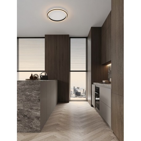 Sandy Black Aluminium & Acrylic LED 38 Watt 230 Volt 3761Lm 3000K IP20 D: 45 H: 6 cm - PNL9212912 - NOVALUCE