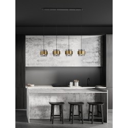 Smoky Glass Brass Gold Metal LED E27 4x12 Watt 230 Volt IP20 Bulb Excluded L: 110 W: 18 H: 120 cm - PNL9236383 - NOVALUCE