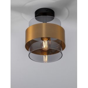 Smoky Glass Brass Gold Metal LED E27 1x12 Watt 230 Volt IP20 Bulb Excluded D: 18 H: 21.5 cm - PNL9236384 - NOVALUCE
