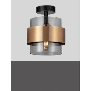 Smoky Glass Brass Gold Metal LED E27 1x12 Watt 230 Volt IP20 Bulb Excluded D: 18 H: 21.5 cm - PNL9236384 - NOVALUCE