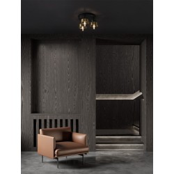 Smoky Glass Brass Gold Metal LED E27 3x12 Watt 230 Volt IP20 Bulb Excluded D: 37 H: 20 cm - PNL9236386 - NOVALUCE