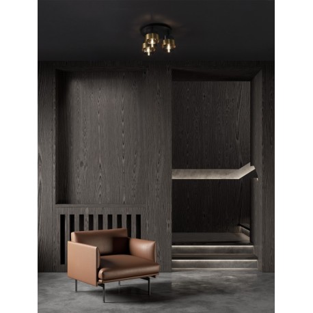 Smoky Glass Brass Gold Metal LED E27 3x12 Watt 230 Volt IP20 Bulb Excluded D: 37 H: 20 cm - PNL9236386 - NOVALUCE