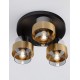 Smoky Glass Brass Gold Metal LED E27 3x12 Watt 230 Volt IP20 Bulb Excluded D: 37 H: 20 cm - PNL9236386 - NOVALUCE