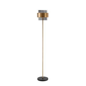 Smoky Glass Brass Gold Metal LED E27 1x12 Watt 230 Volt IP20 Bulb Excluded Cable Length: 165 cm D: 25 H: 154 cm - PNL9236410 - N 2