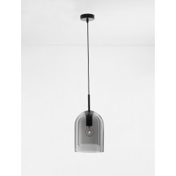 Double Layered Smoky Glass Black Cord Black Metal Base LED E27 1x12 Watt 230 Volt IP20 Bulb Excluded D: 18 H: 240 cm Adjustable 