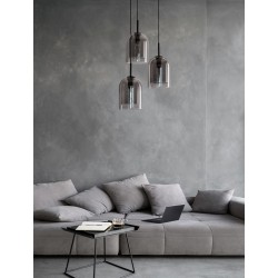 Double Layered Smoky Glass Black Cord Black Metal Base LED E27 3x12 Watt 230 Volt IP20 Bulb Excluded D: 30 H: 185 cm Adjustable 