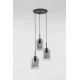 Double Layered Smoky Glass Black Cord Black Metal Base LED E27 3x12 Watt 230 Volt IP20 Bulb Excluded D: 30 H: 185 cm Adjustable 