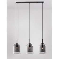Double Layered Smoky Glass Black Cord Black Metal Base LED E27 3x12 Watt 230 Volt IP20 Bulb Excluded L: 70 W: 18 H: 158 cm Adj