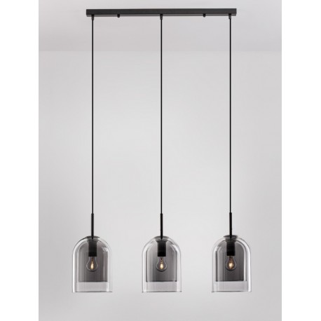 Double Layered Smoky Glass Black Cord Black Metal Base LED E27 3x12 Watt 230 Volt IP20 Bulb Excluded L: 70 W: 18 H: 158 cm Adj