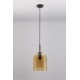 Double Layered Dark Champagne Glass Black Cord Black Metal Base LED E27 1x12 Watt 230 Volt IP20 Bulb Excluded D: 18 H: 240 cm 