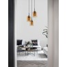 Double Layered Dark Champagne Glass Black Cord Black Metal Base LED E27 3x12 Watt 230 Volt IP20 Bulb Excluded D: 30 H: 185 cm 