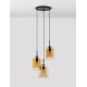 Double Layered Dark Champagne Glass Black Cord Black Metal Base LED E27 3x12 Watt 230 Volt IP20 Bulb Excluded D: 30 H: 185 cm 