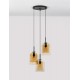 Double Layered Dark Champagne Glass Black Cord Black Metal Base LED E27 3x12 Watt 230 Volt IP20 Bulb Excluded D: 30 H: 185 cm 