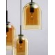 Double Layered Dark Champagne Glass Black Cord Black Metal Base LED E27 3x12 Watt 230 Volt IP20 Bulb Excluded D: 30 H: 185 cm 