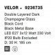 Double Layered Dark Champagne Glass Black Cord Black Metal Base LED E27 3x12 Watt 230 Volt IP20 Bulb Excluded D: 30 H: 185 cm 