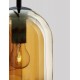 Double Layered Dark Champagne Glass Black Cord Black Metal Base LED E27 3x12 Watt 230 Volt IP20 Bulb Excluded L: 70 W:18 H: 15