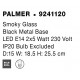 Smoky Glass Black Metal Base LED E14 2x5 Watt 230 Volt IP20 Bulb Excluded D: 15 W: 18.5 H: 25.5 cm - PNL9241120 - NOVALUCE