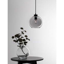 Smoky Glass Black Cord Black Metal Base LED E27 1x12 Watt 230 Volt IP20 Bulb Excluded D: 20 H1: 17.4 H2: 220 cm Adjustable hei