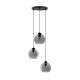 Smoky Glass Black Cord Black Metal Base LED E27 3x12 Watt 230 Volt IP20 Bulb Excluded D: 30 H: 145 cm Adjustable height - PNL9