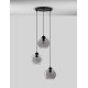 Smoky Glass Black Cord Black Metal Base LED E27 3x12 Watt 230 Volt IP20 Bulb Excluded D: 30 H: 145 cm Adjustable height - PNL9