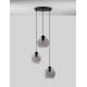 Smoky Glass Black Cord Black Metal Base LED E27 3x12 Watt 230 Volt IP20 Bulb Excluded D: 30 H: 145 cm Adjustable height - PNL9