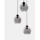 Smoky Glass Black Cord Black Metal Base LED E27 3x12 Watt 230 Volt IP20 Bulb Excluded D: 30 H: 145 cm Adjustable height - PNL9