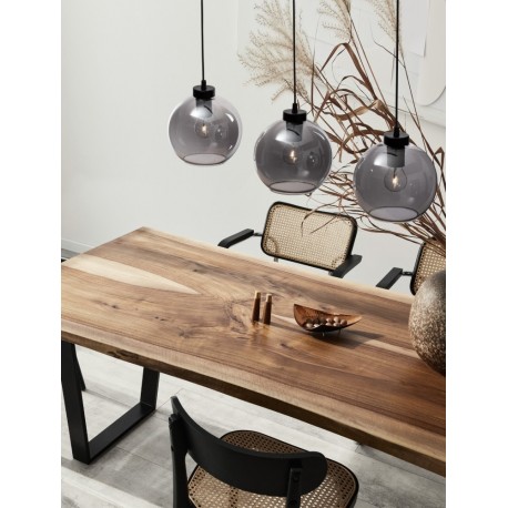 Smoky Glass Black Cord Black Metal Base LED E27 3x12 Watt 230 Volt IP20 Bulb Excluded L: 84 H 1: 17.4 H 2: 145 cm Adjustable h