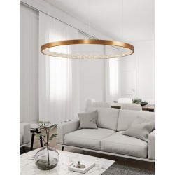 Triac Dimmable Antique Gold Brass Aluminium & Acrylic LED 60 Watt 230 Volt 4030Lm 3000K IP20 D: 110 H: 120 cm Adjustable Height